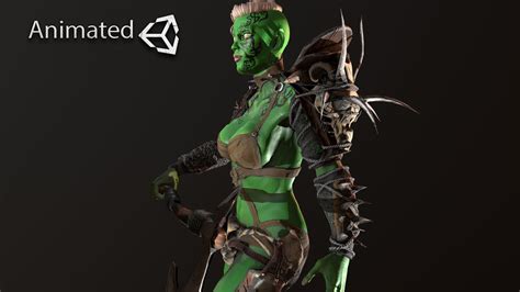 3d model orc warrior woman vr ar low poly rigged animated cgtrader