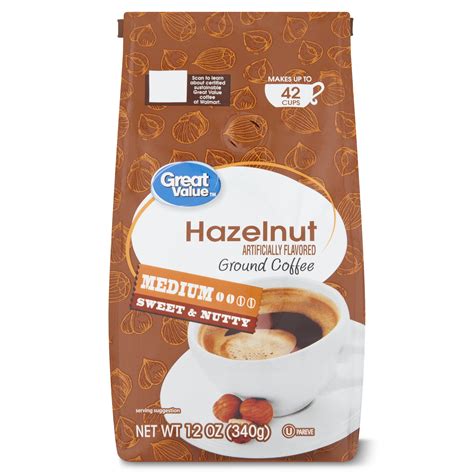 Great Value Hazelnut Medium Roast Ground Coffee 12 Oz Bag Walmart Com