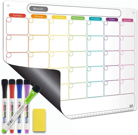 Monthly Fridge Calendar Whiteboard With Extra Thick Magnet Included