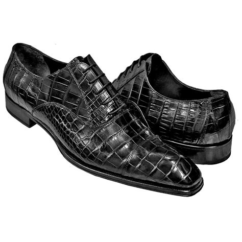 Caporicci Black Alligator Cap Toe Shoes For Men Upscale Menswear