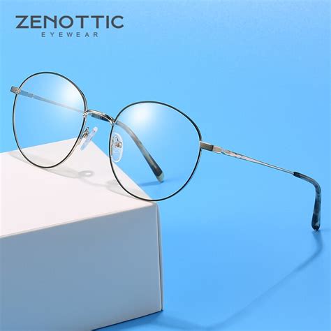 zenottic pure titanium round optical glasses frame women circular vintage non prescription