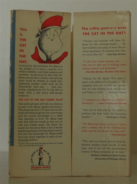 The Cat In The Hat Comes Back By Dr Seuss 1st Edition 1958 From