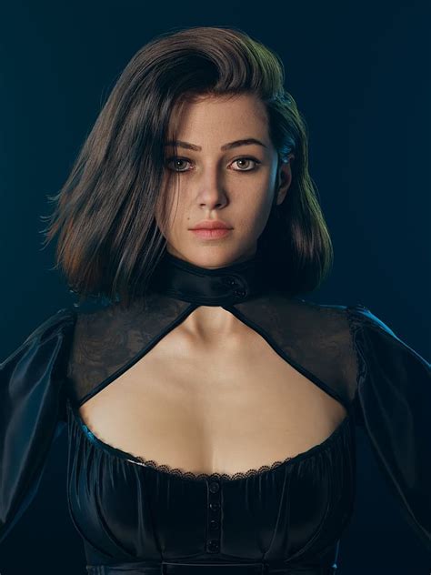アルテムエリケノフ CGI 女性 肩までの長さの髪 黒いドレス シンプルな背景 HDデスクトップの壁紙 Wallpaperbetter