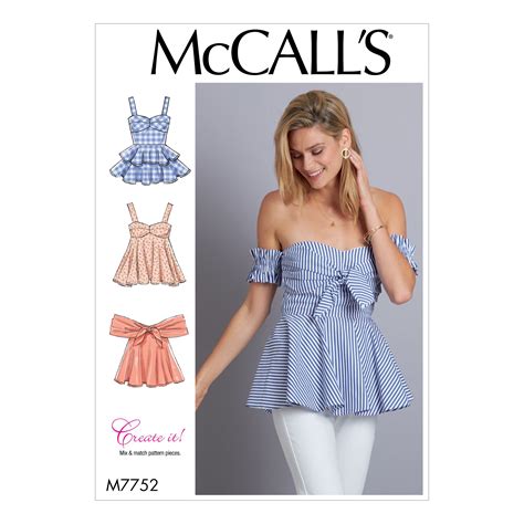 McCall S 7752 Misses Tops Sewing Pattern Peplum Top Pattern Top