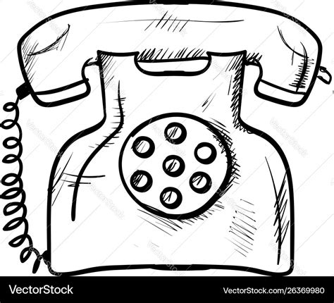 Retro Telephone Drawing On White Background Vector Image