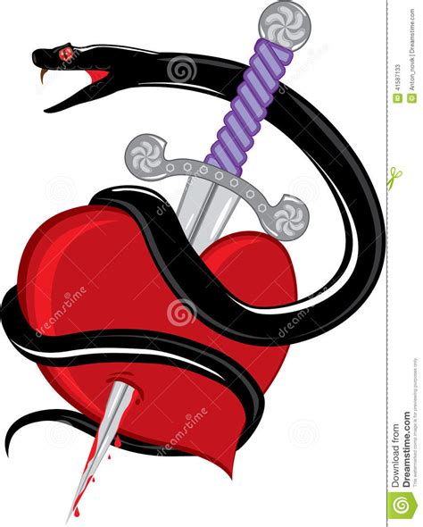 Snake Knife Heart Stock Vector Image Of Blood Depressed