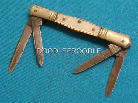Antique Solingen Germany Carved Pearl 4bl Balloon Tuxedo Knife Knives