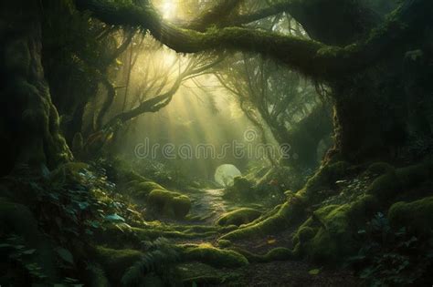 Fantasy Magical Forest Landscape Stock Image Image Of Landscape