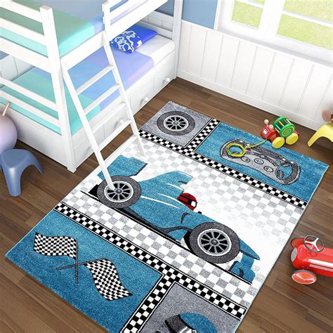 Nur noch 15 auf lager. 🚔 Autozimmer: Auto Kinderzimmer Teppich Blau Grau mit ...