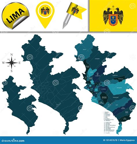 Mapa De Lima Con Los Distritos Ilustración Del Vector Ilustración De
