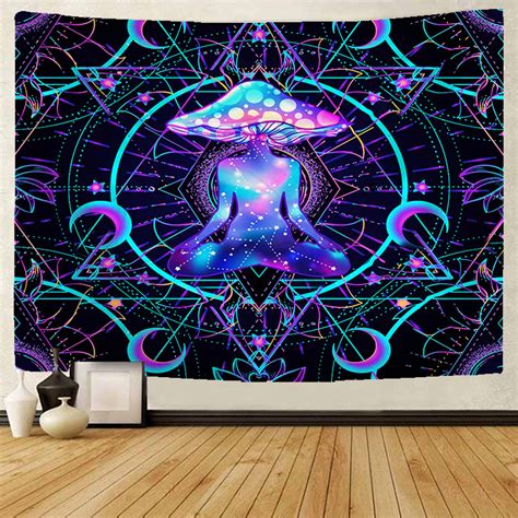 Meditation Magic Mushroom Tapestry Abstract Art Hippie Trippy Etsy