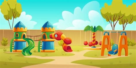 Download Kids Playground In Summer Park With Carousel For Free Kids