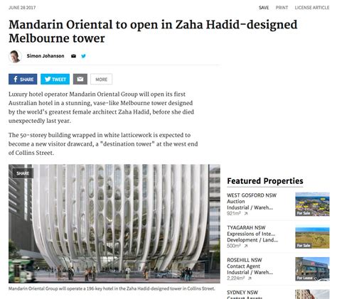 Landream Melbourne Gears Up For The Zaha Hadid Designed Mandarin