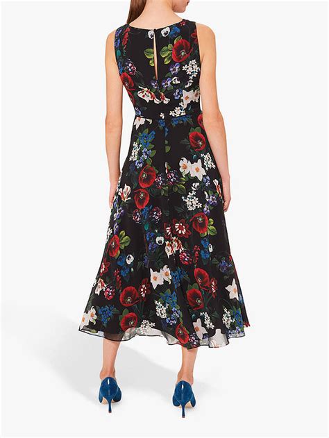 Hobbs Carly Floral Midi Dress Blackmulti At John Lewis And Partners