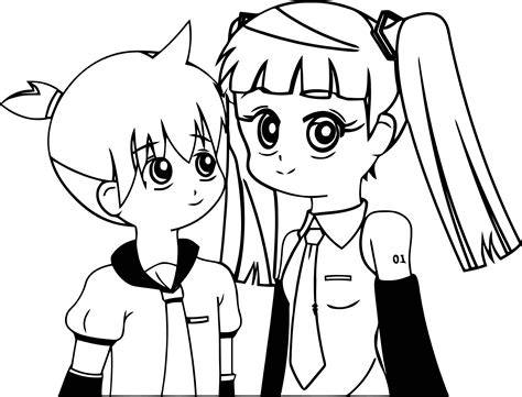 Anime Coloring Pages Girl And Boy Anime Girl