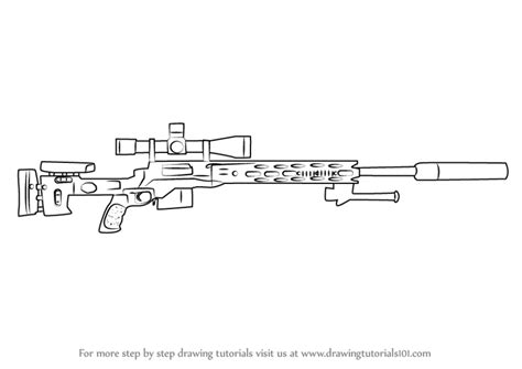 Learn How To Draw A M2010 Enhanced Sniper Rifle Rifles Step By Step