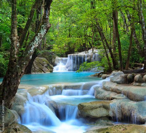 Zdjęcie Stock Erawan Waterfall Kanchanaburi Thailand Adobe Stock