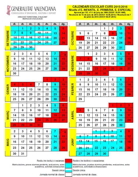 Calendario Escolar 2015 2016 Anhda