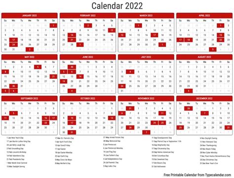 2022 Calendar Free Printables Calendar 2022