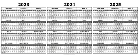 Monday Start Three Year Calendar 2023 2024 And 2025 Free Calendar