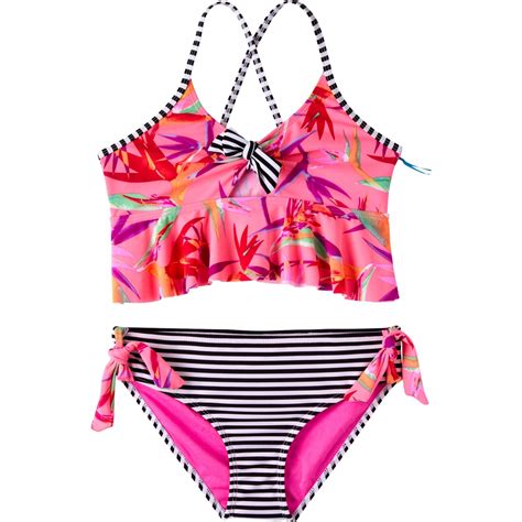 Limited Too Girls 2 Pc Tankini Swim Set With Ruffle And Bows Girls 7