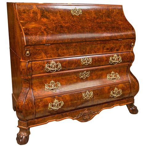 unusual burl walnut s curved secretary at 1stdibs