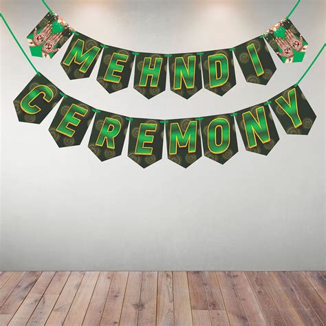 Buy Wobbox Mehndi Bunting Banner Mehndi Color Background With Green