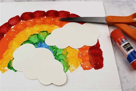Rainbow Crafts For Kids Using Cotton Balls Preschool Art Activities