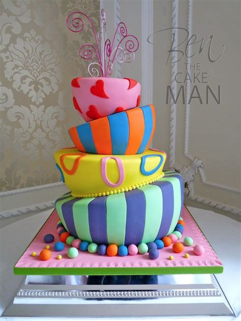 Bright And Bold Tiered Cakes Birthday Cake Fantasy Cake