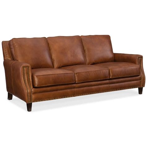 Hooker Furniture Exton Stationary Leather Sofa In Brown Cymax Business
