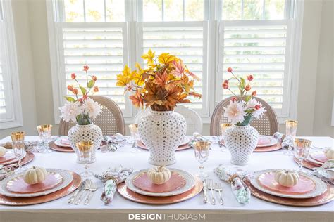 Thanksgiving Table Decor Cheery Rose Gold Fall Tablescape