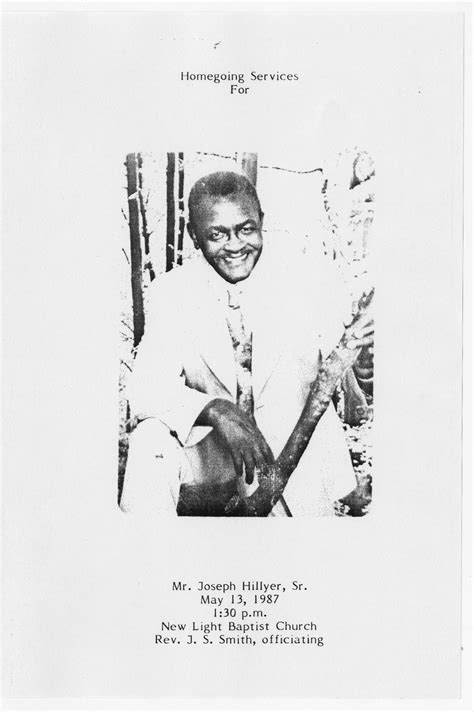 [Funeral Program for Joseph Hillyer, Sr., May 13, 1987] - The Portal to