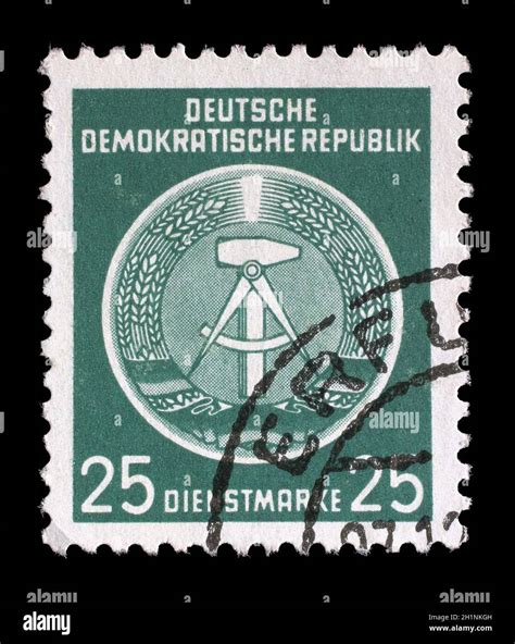 Stamp Printed In Gdr German Democratic Republic East Germany Shows Ddr National Coat Of Arms