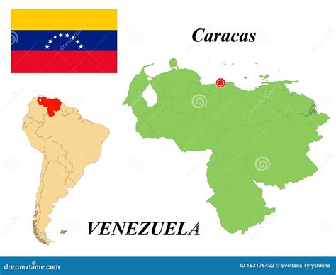Flag Map Capital Of Venezuela Stock Vector Illustration Of Outline
