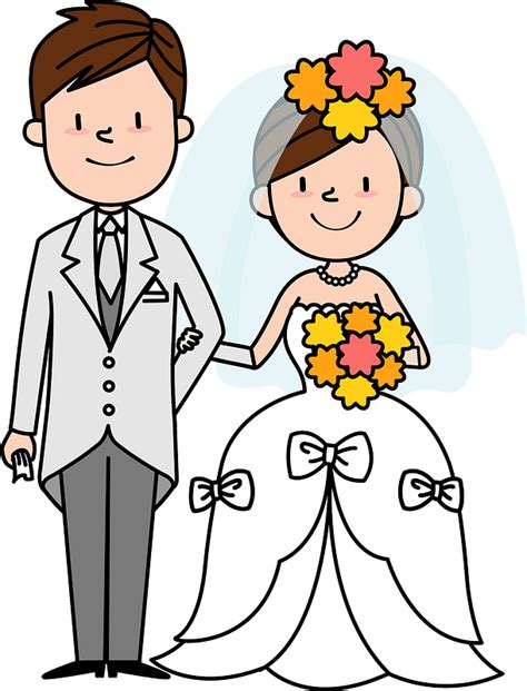 Bride and Groom are at the Wedding clipart. Free download transparent png image