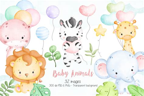 Baby Safari Animals In Pastel Color Graphic By Stellaart · Creative Fabrica