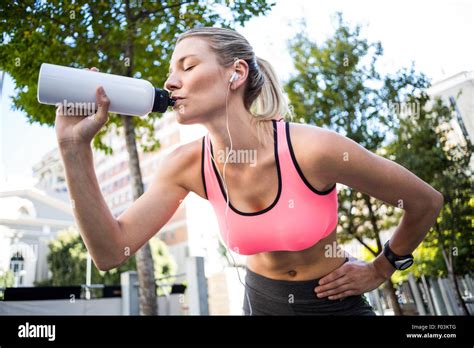 A Beautiful Woman Drinking Water Stock Photo Alamy