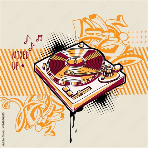 Music Design Turntable And Graffiti Arrows Stock Vector Adobe Stock