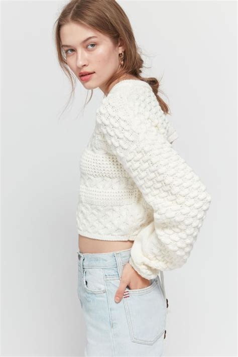Uo Adele Tie Back Cropped Sweater Urban Outfitters Singapore