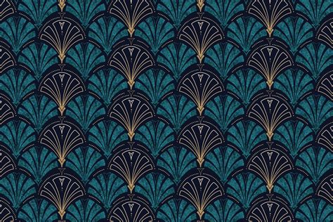 Teal And Gold Art Deco Wallpaper Vintage Wall Mural Design Happywall