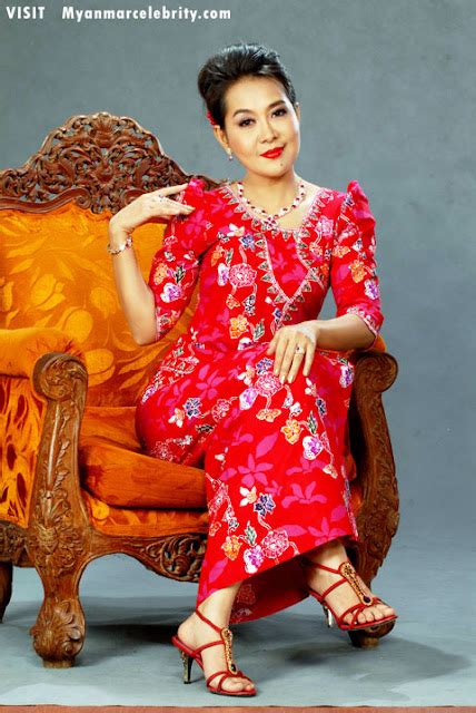Myanmar Former Famous Actress Moh Moh Myint Aung With Pretty Red