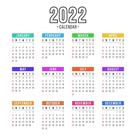 Kalender Für 2022 Auf Weißem Hintergrund Für Organisation Und Geschäft