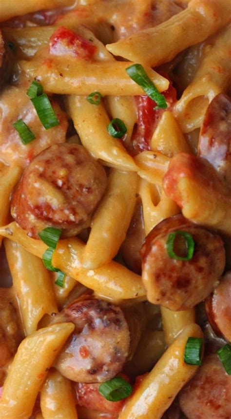 Heat the olive oil in a large nonstick skillet over medium high heat, then add the sausage to the pan. One Pan Cheesy Smoked Sausage & Pasta - Vegan Recipes