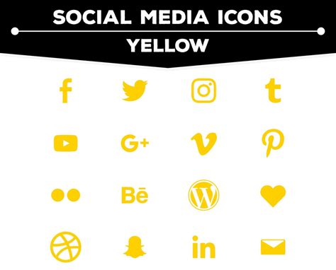 Social Media Icons Yellow Icon Pack Png Files For Web Blog And Print