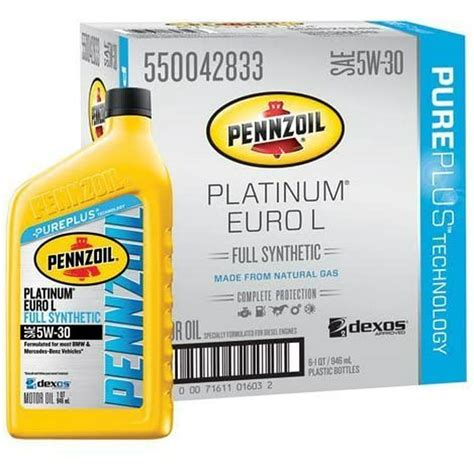 Pennzoil Platinum Euro L Full Synthetic 5w 30 Motor Oil 1 Quart Case