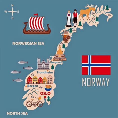 Norwegen Karte Der Wichtigsten Sehenswürdigkeiten
