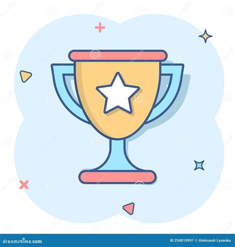 Vector Cartoon Trophy Cup Icon In Comic Style Winner Sign Illustration