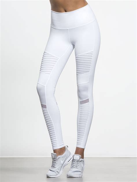 High Waisted Moto Legging In White By Alo Yoga From Carbon38 Yoga