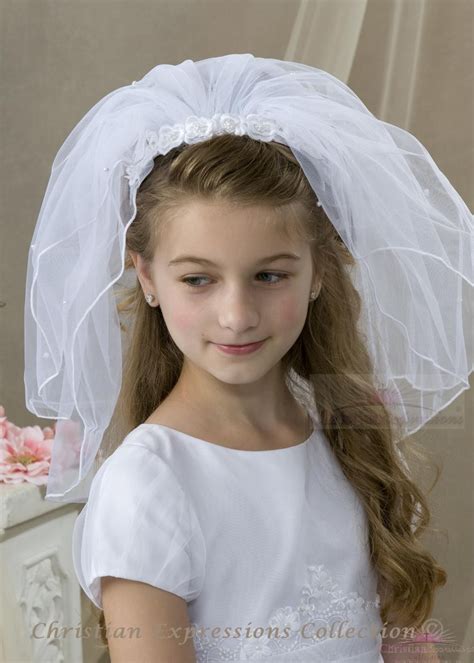 First Communion Headband Veil Lace Flowers And Pearls Buy First