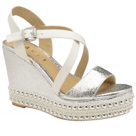 Buy Ravel Ladies Yulee Wedge Sandals In Silver Online